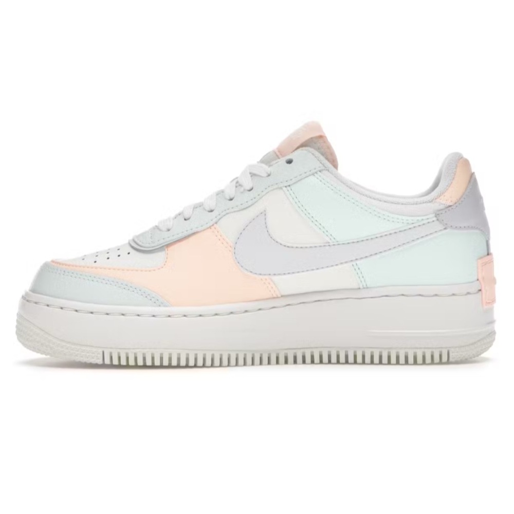 Nike Air Force 1 Low Shadow Green White and Pink Sneakers Size 10.5 - Picture 2 of 9